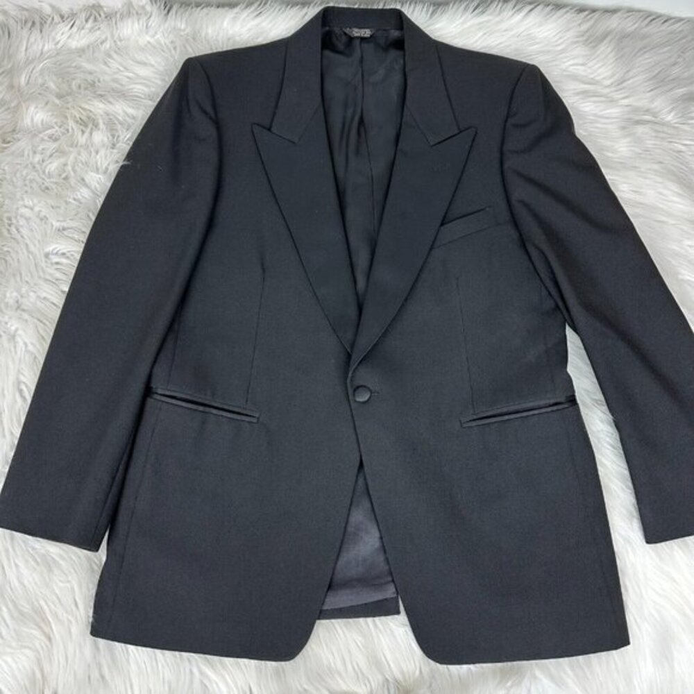 After Six Mens Black‎ Tuxedo Jacket Peak Lapel Single Button Made in USA 41S